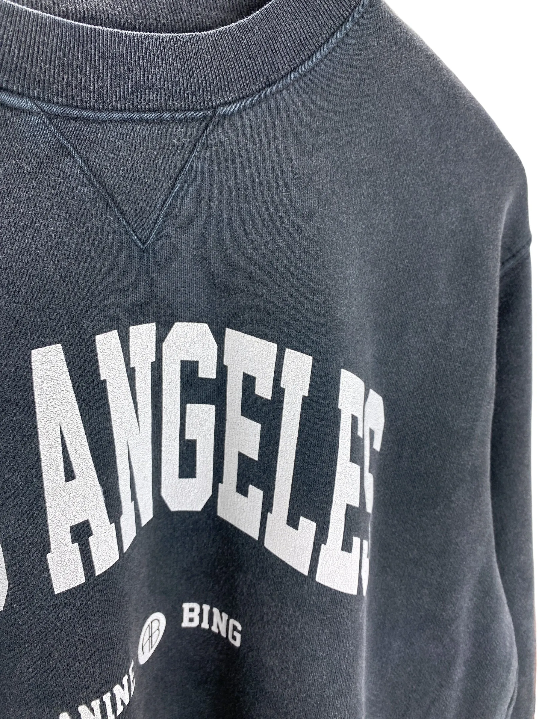 Anine Bing Women's Ramona Los Angeles Sweatshirt Washed Black Size M
