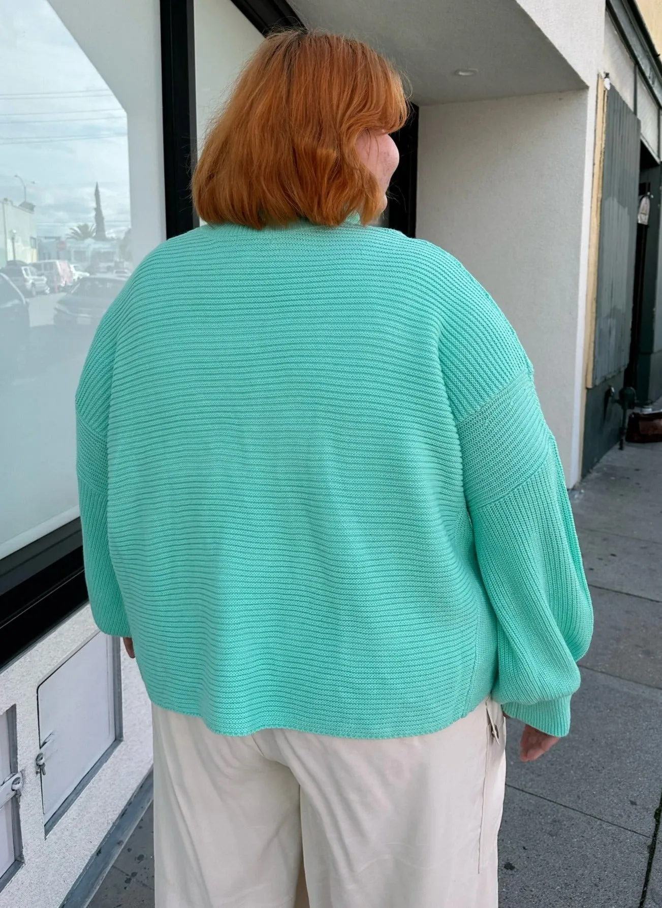 ASOS Cyan Teal Knit Mockneck Oversize Sweater, Size 18