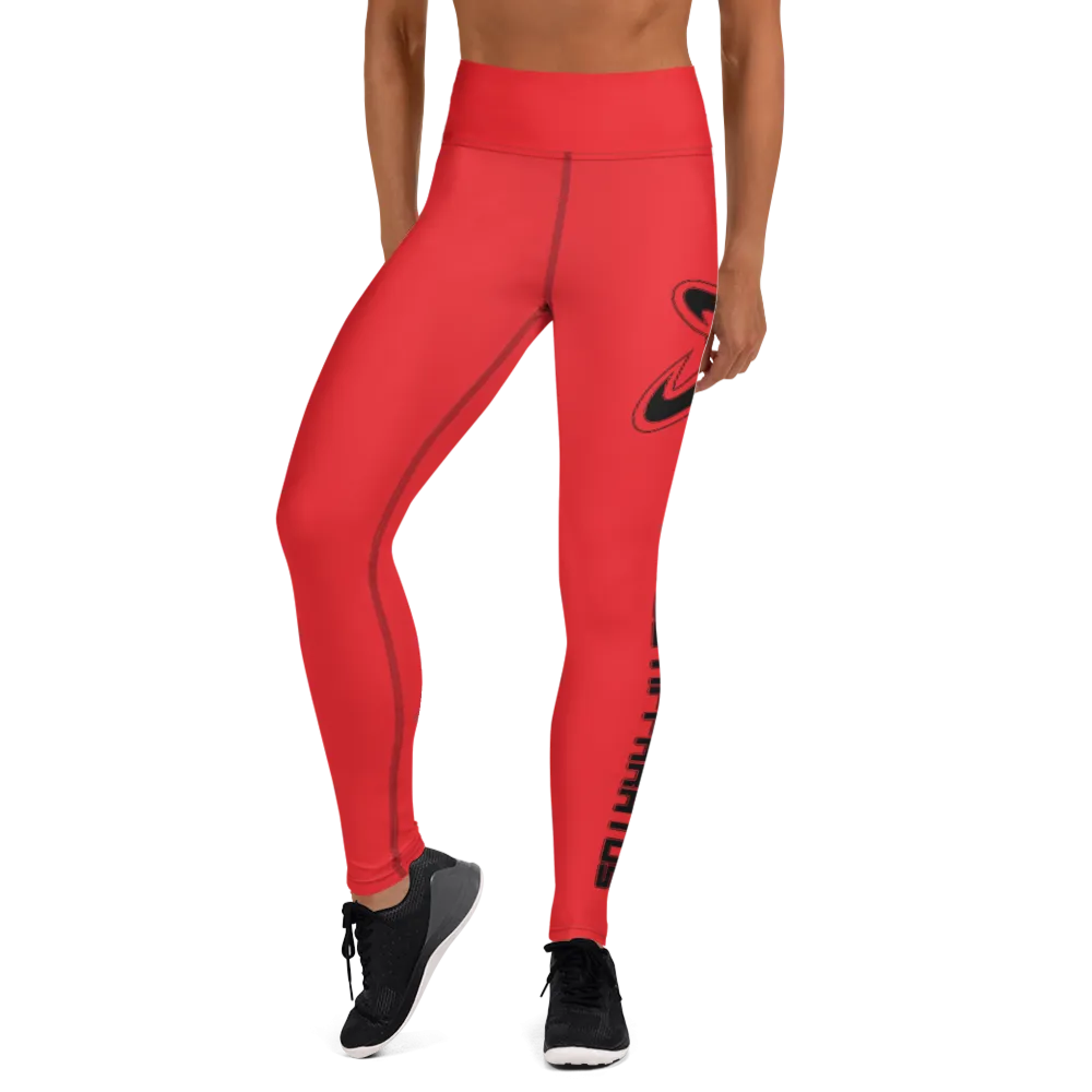 Athletic Apparatus Red 1 Black logo Yoga Leggings