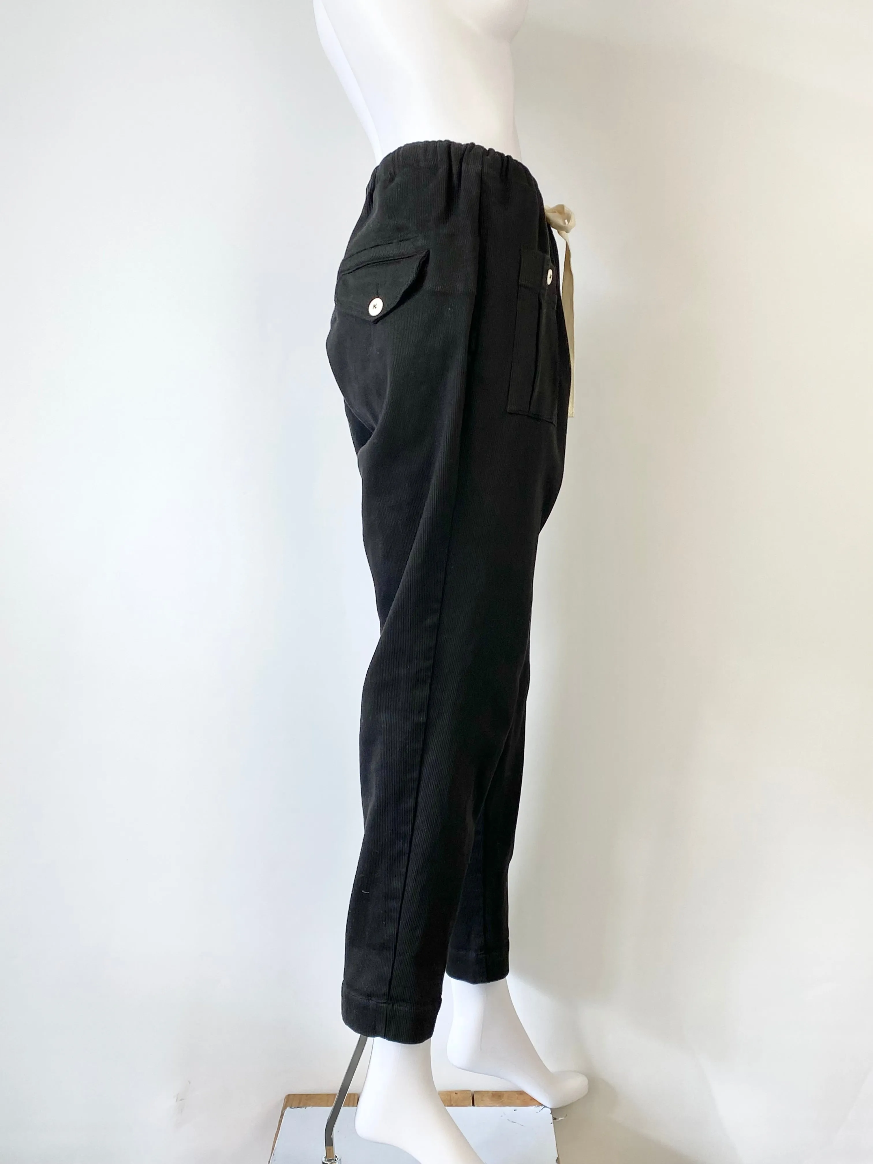 Bassike Black Drawstring Track Pants - AU6/8