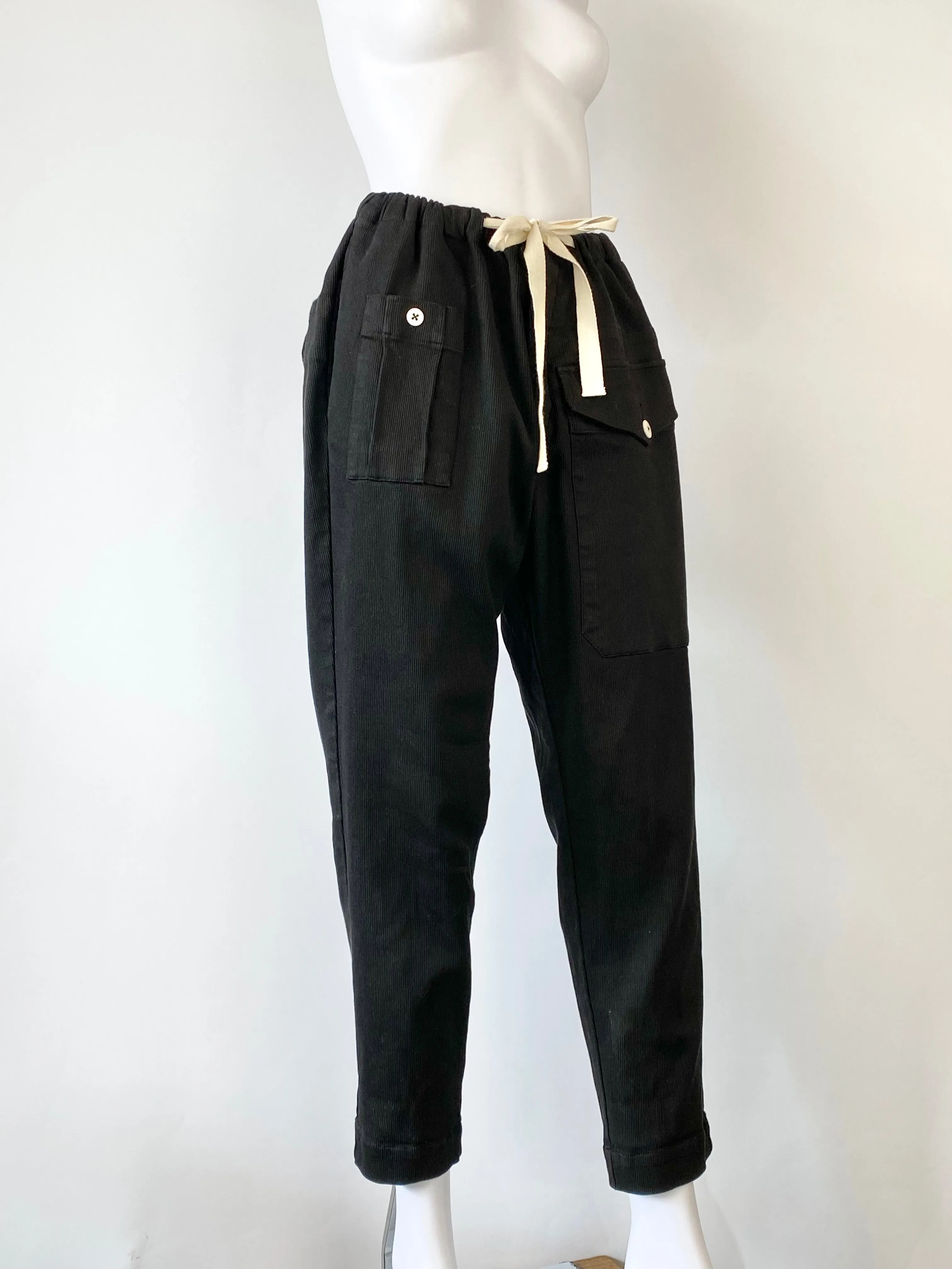 Bassike Black Drawstring Track Pants - AU6/8