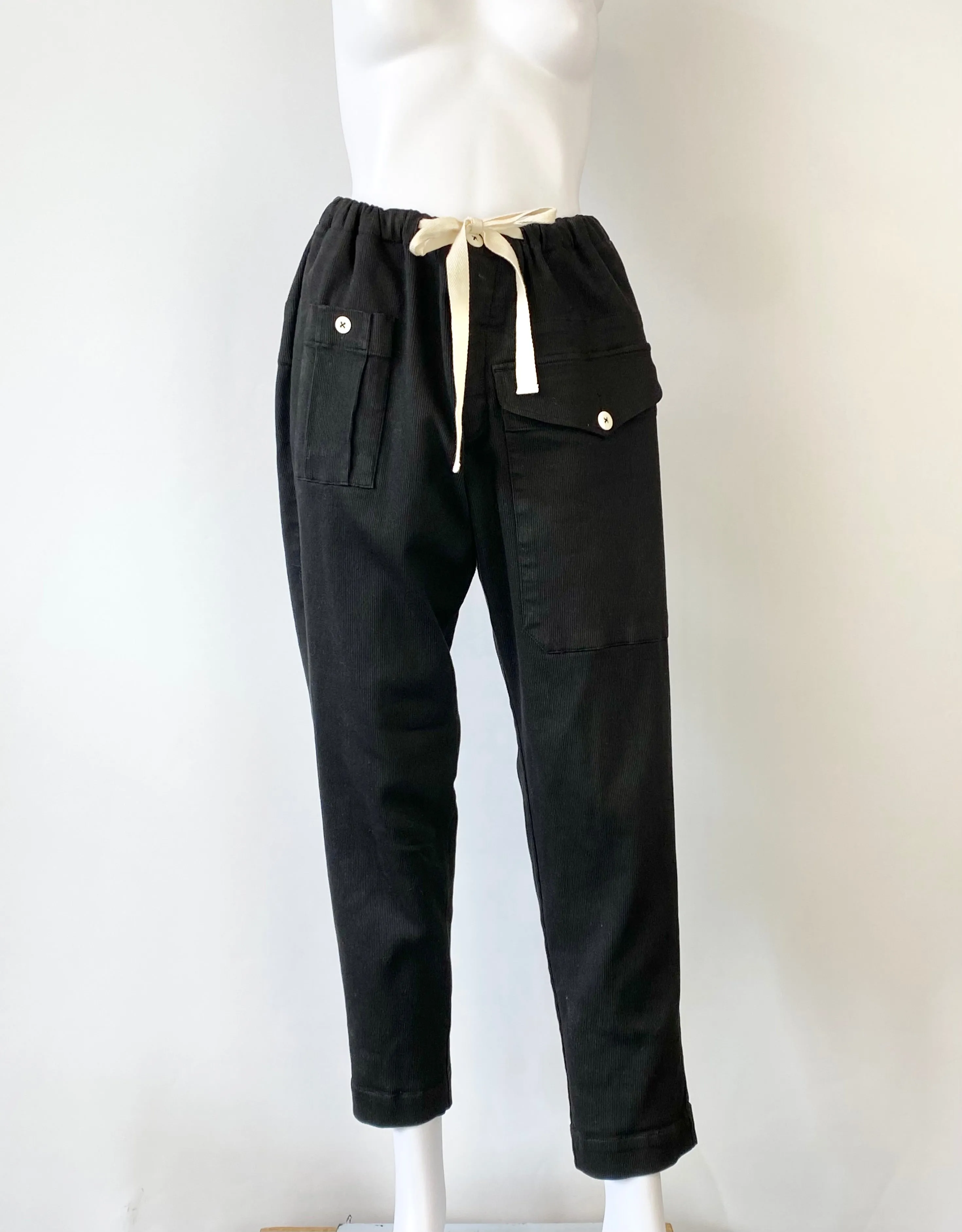 Bassike Black Drawstring Track Pants - AU6/8