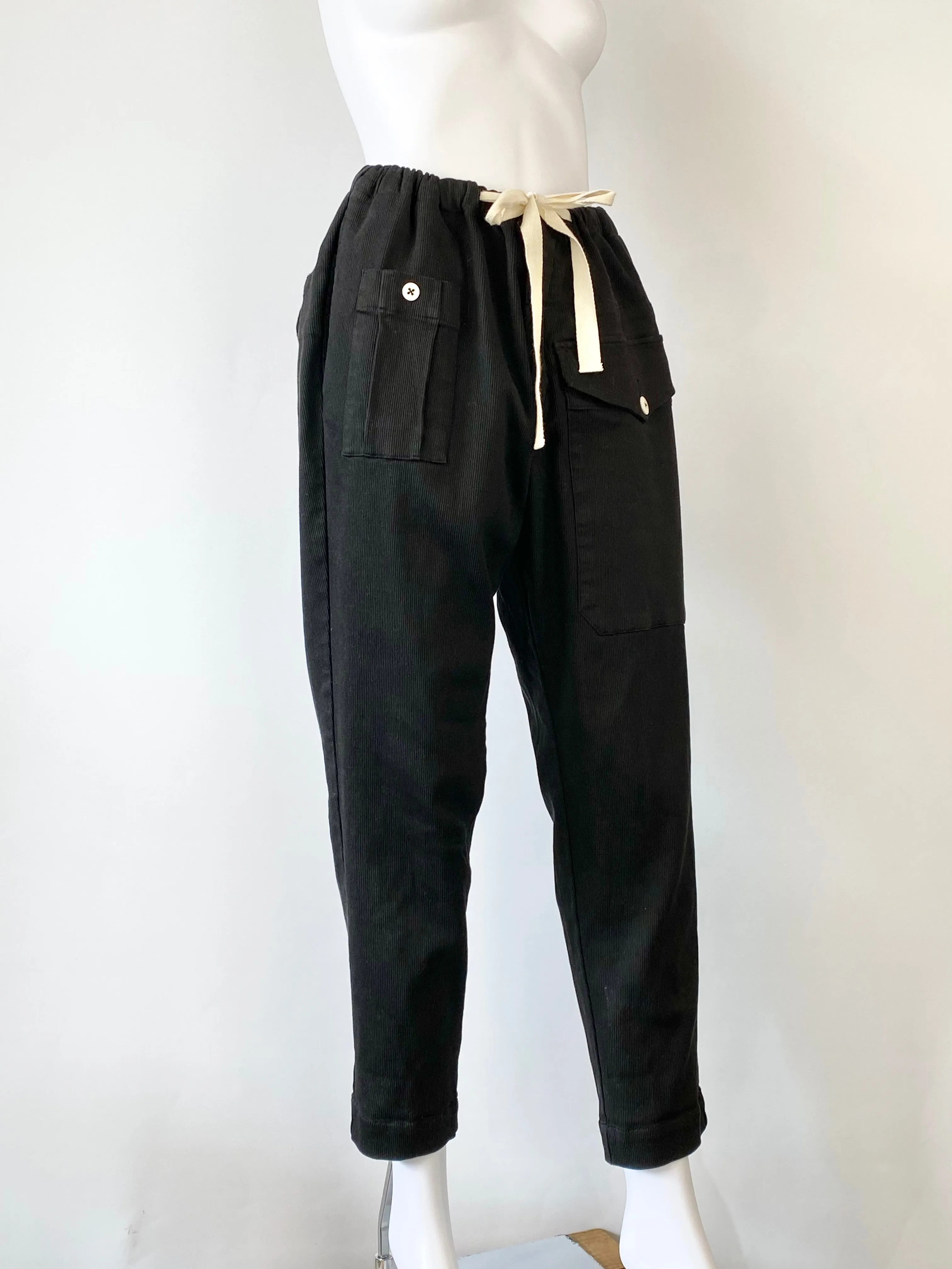 Bassike Black Drawstring Track Pants - AU6/8