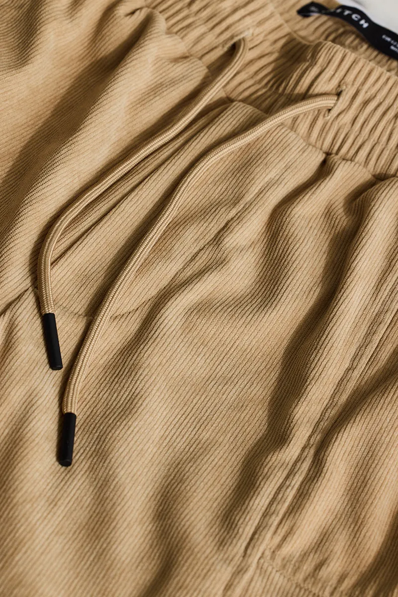 Beige Relaxed Fit Corduroy Cargo Pants