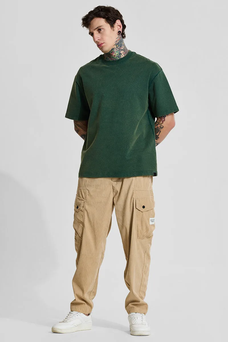 Beige Relaxed Fit Corduroy Cargo Pants
