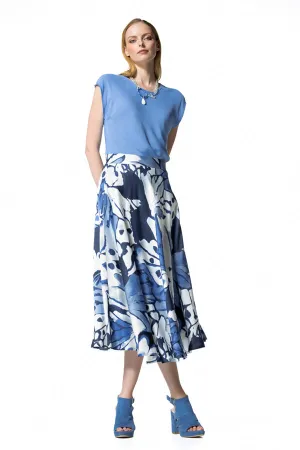 BLUE ABSTRACT PRINT ELEGANT CIRCULAR SKIRT