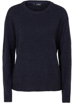 Bpc Bonprix Collection Melange Knitted Crew Neck Sweater, Blue