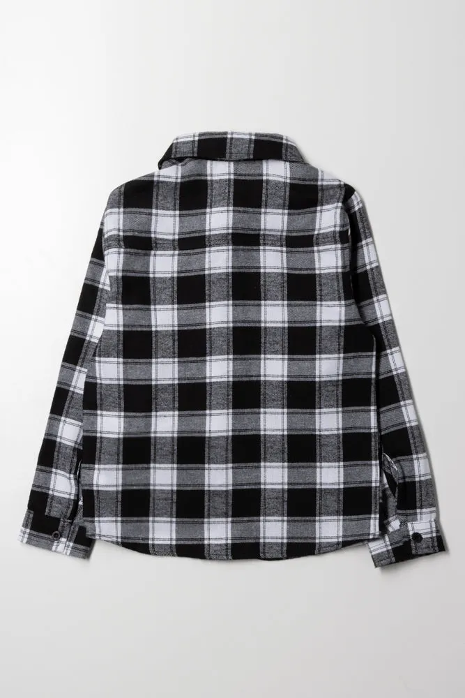 Check Long Sleeve Shirt Black And White