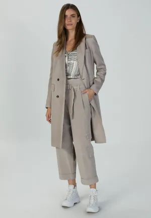Coat in Linen Blend Twill - Taupe