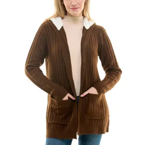 CRAVE FAME - Cozy Knit Sherpa Trim Cardigan