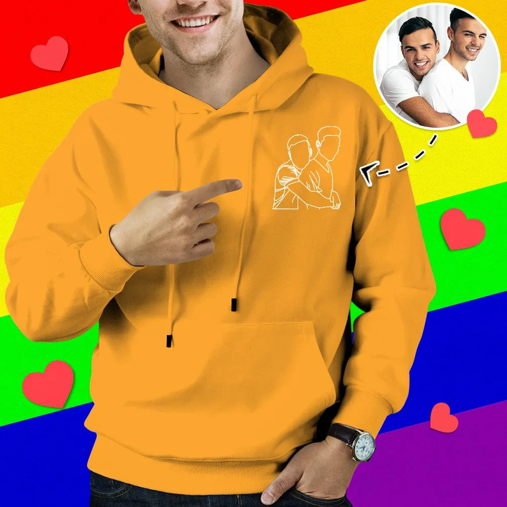 Custom Embroidered Hoodies Outline Photo Sweatshirt Gifts for Soulmate 7 Colours Available