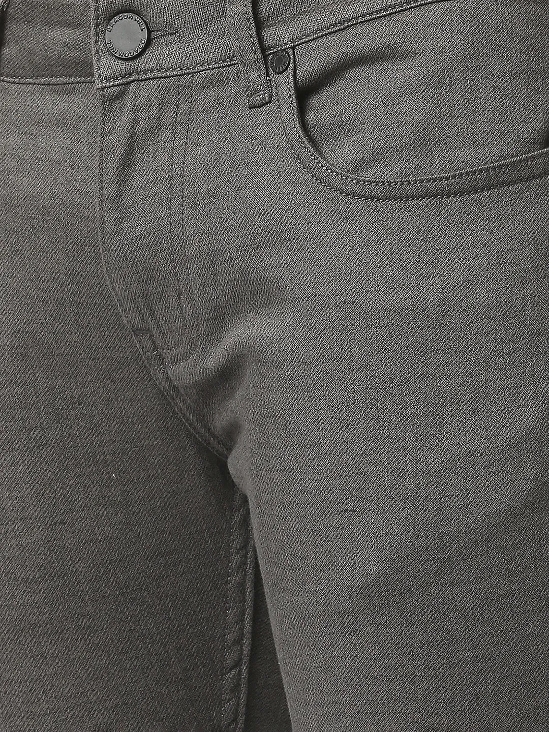 Dark Grey Slim Tapered Cotton Stretch Jeans