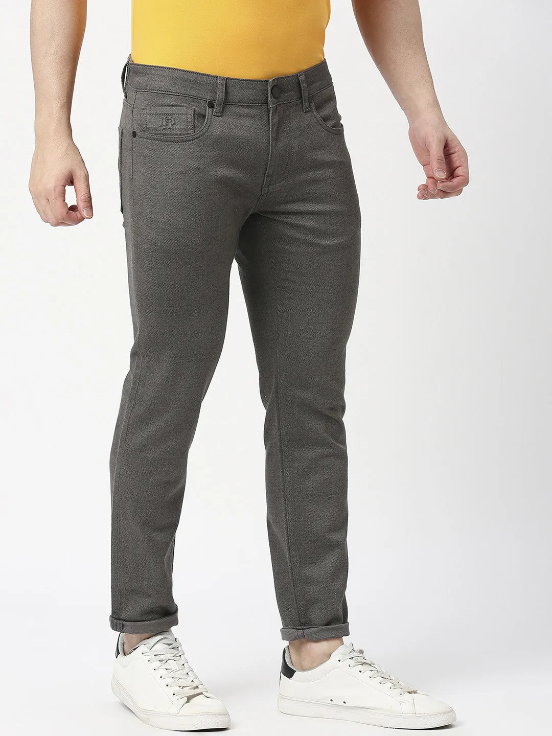 Dark Grey Slim Tapered Cotton Stretch Jeans