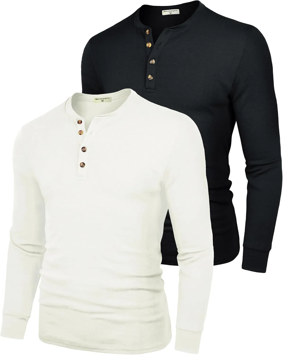 Derminpro Men's Henley Cotton Casual Short/Long Sleeve Lightweight Button T-Shirts