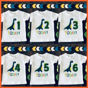 Dinosaur Birthday Number Cartoon Tee Tops | Children Animal Funny Kids T-Shirt