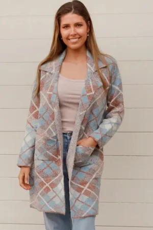 DIONE KNIT JACKET TAN   BLUE