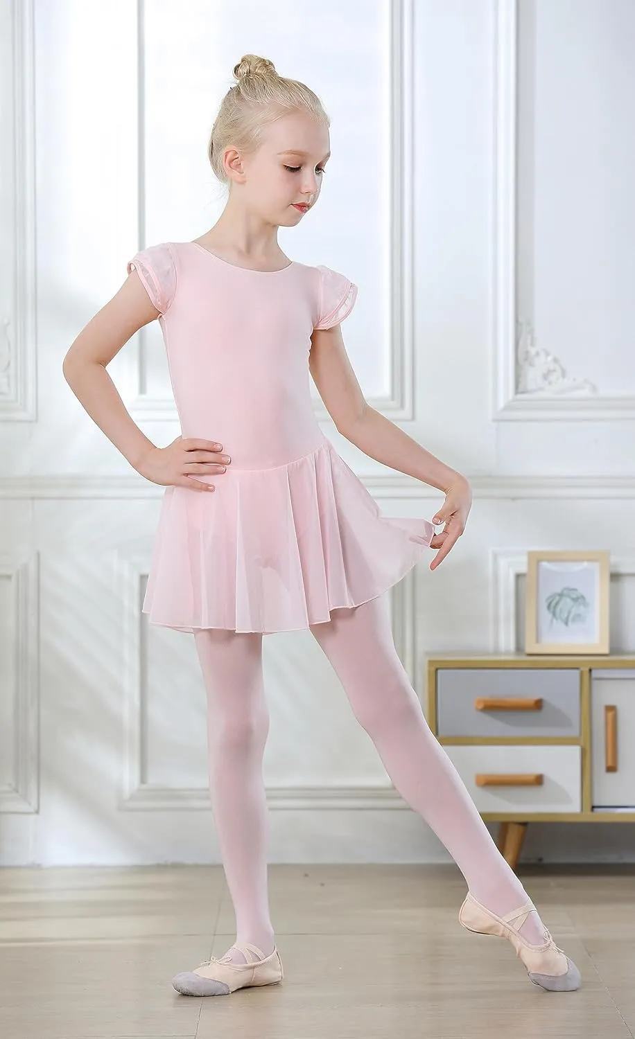 DIPUG Ballet Tights for Girls - Thick Soft Footed Dance Tights for Toddlers and Kids