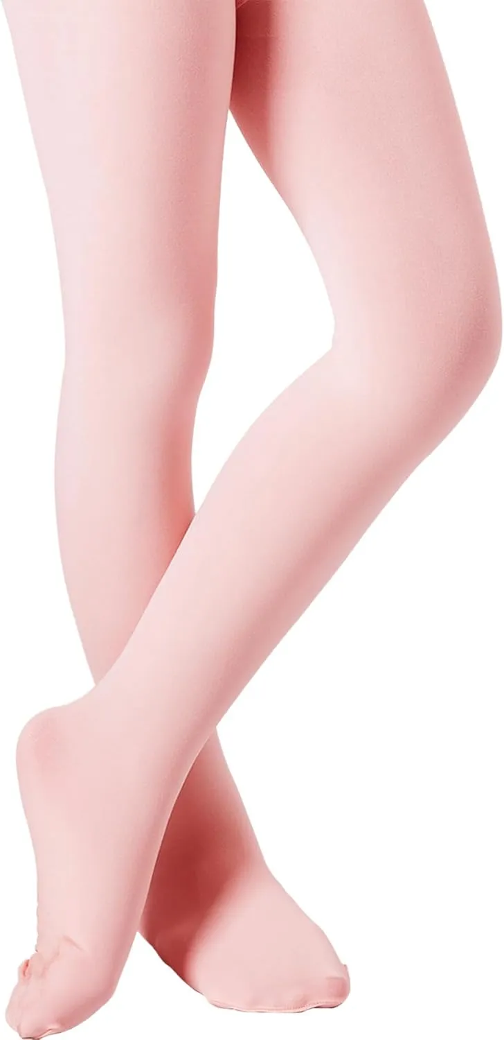 DIPUG Ballet Tights for Girls - Thick Soft Footed Dance Tights for Toddlers and Kids