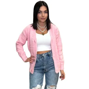 Fuzzy Oversized Cardigan - Pink