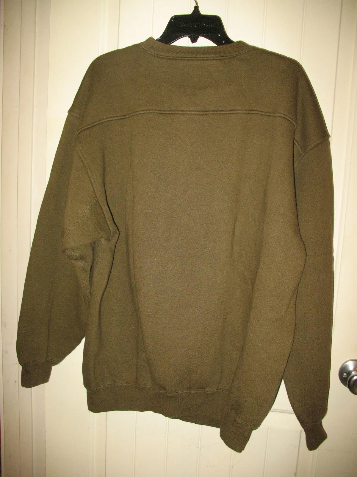 GALT CREW Mens Olive Green Crew Neck Knit Pullover Sweater Wild Animals Wildlife Dolphin Whale Lion Large