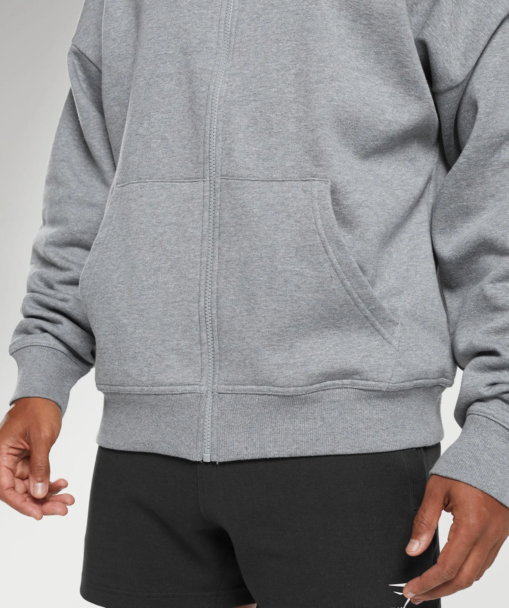 Premium Charcoal Grey Marl Gymshark Crest Oversized Zip-Up Hoodie