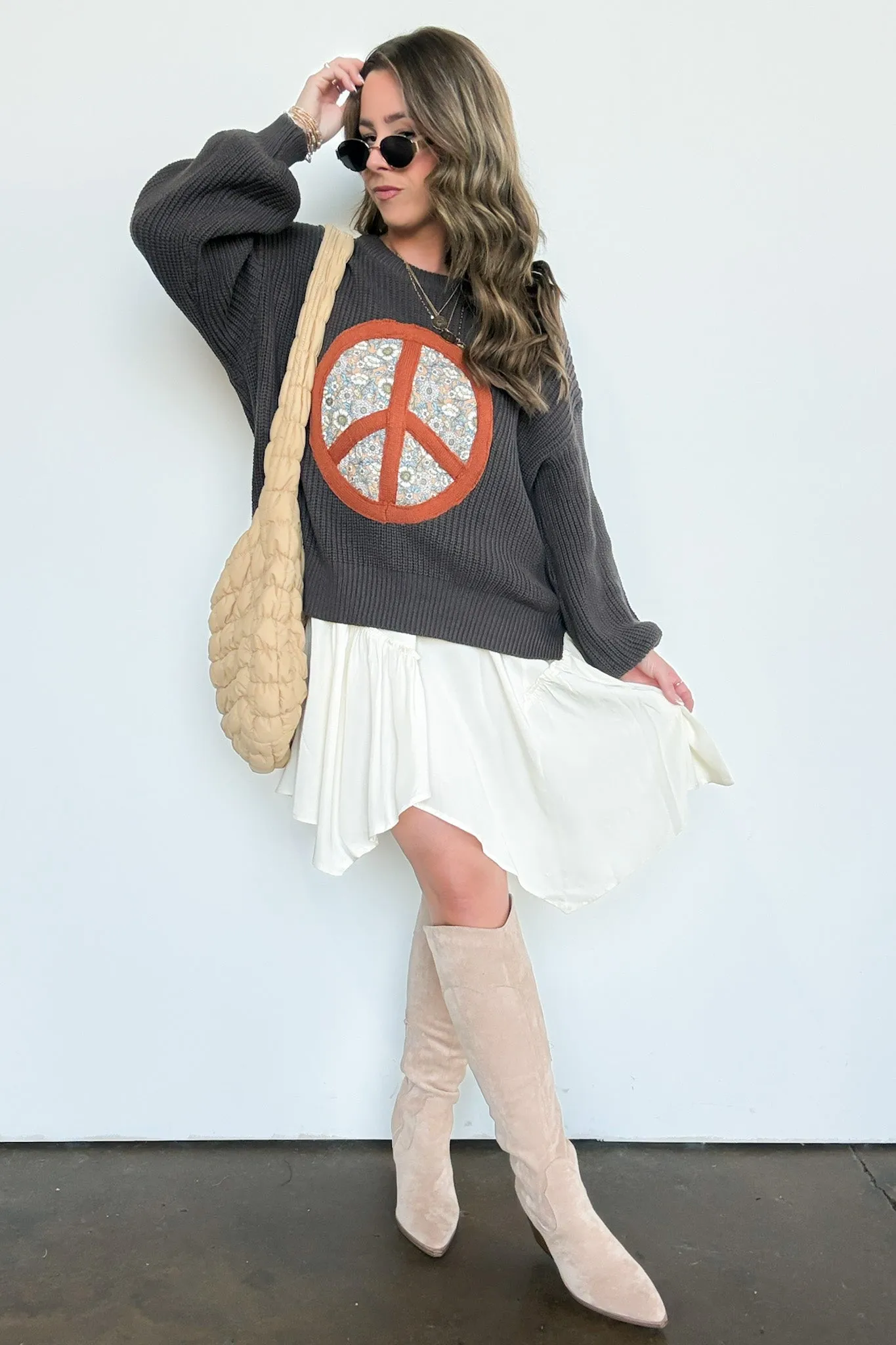 Hippie Era Patch Peace Sweater - FINAL SALE