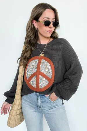 Hippie Era Patch Peace Sweater - FINAL SALE