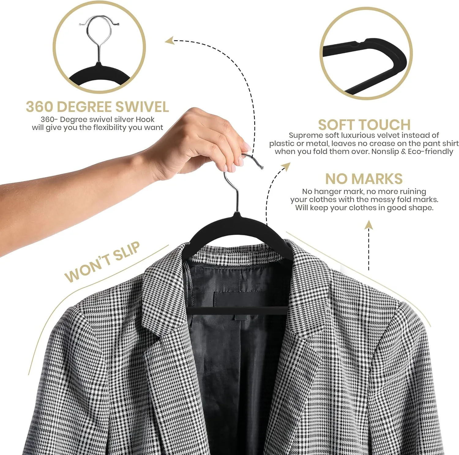 Home Velvet Hangers 50 Pack,Non-Slip Clothes Hangers,Suit Hangers with 360 Degree Rotatable Hook