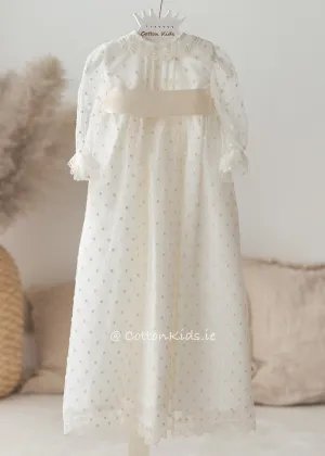 IVORY Elegant Lace Christening Gown for Baby Girls (Charlotte)