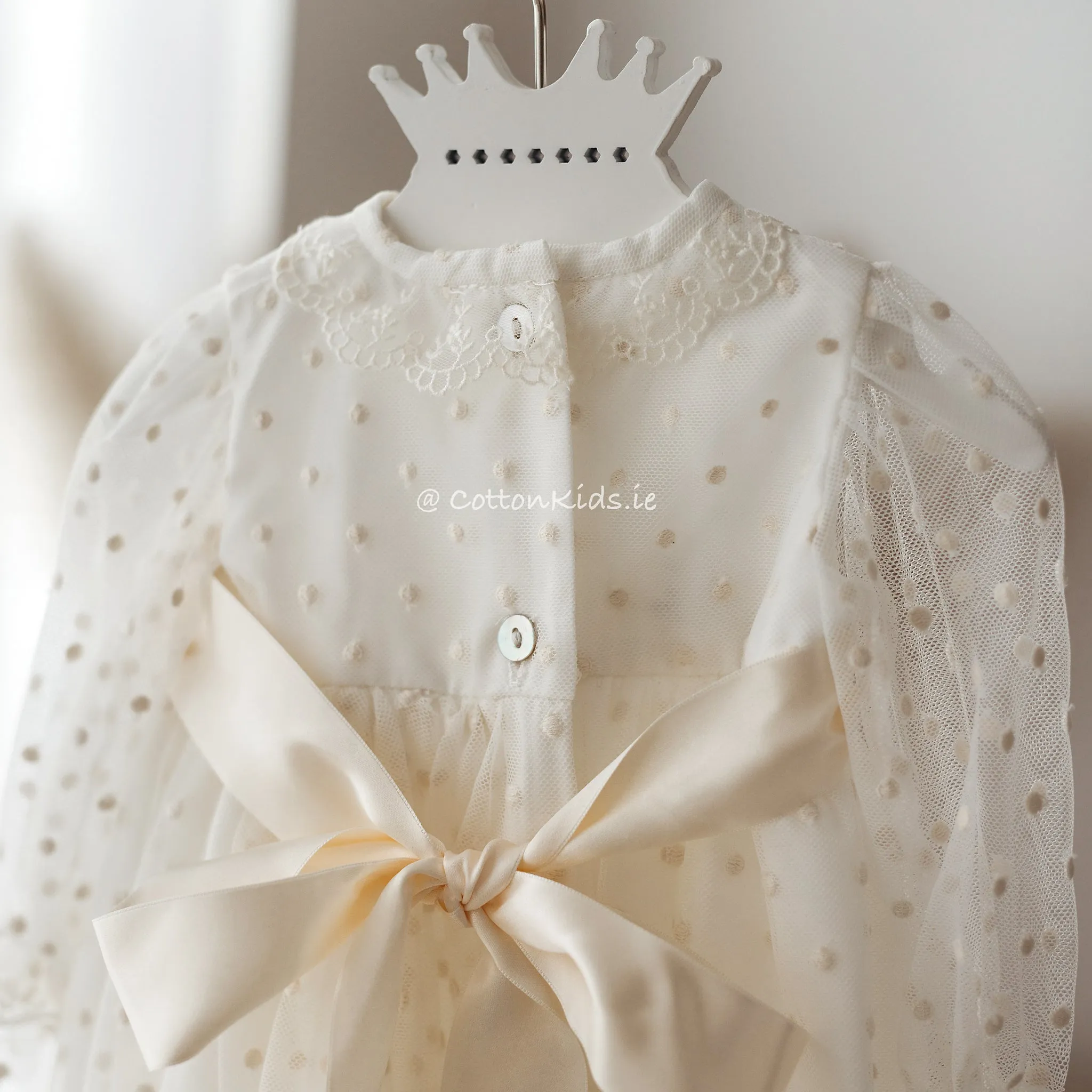 IVORY Elegant Lace Christening Gown for Baby Girls (Charlotte)