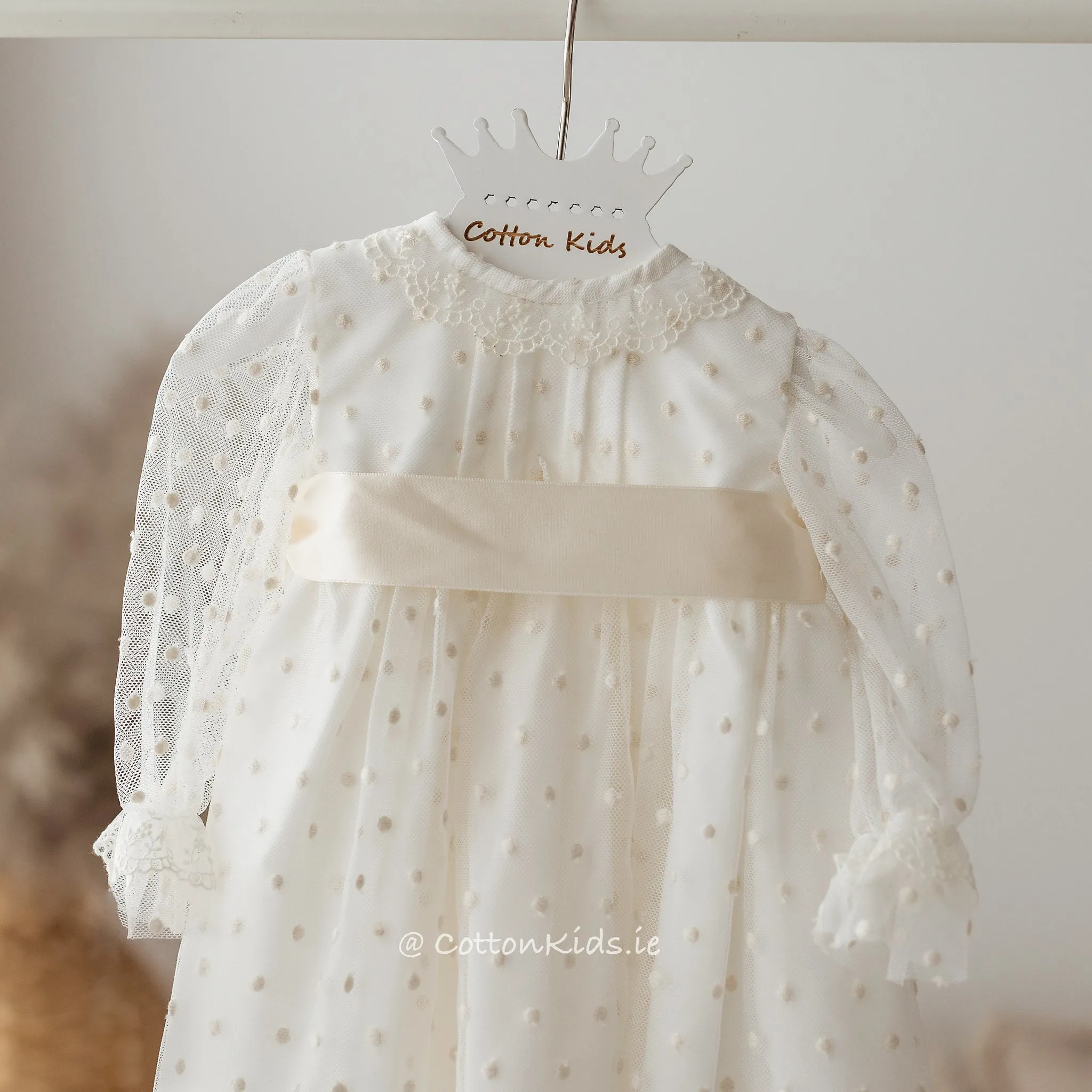 IVORY Elegant Lace Christening Gown for Baby Girls (Charlotte)