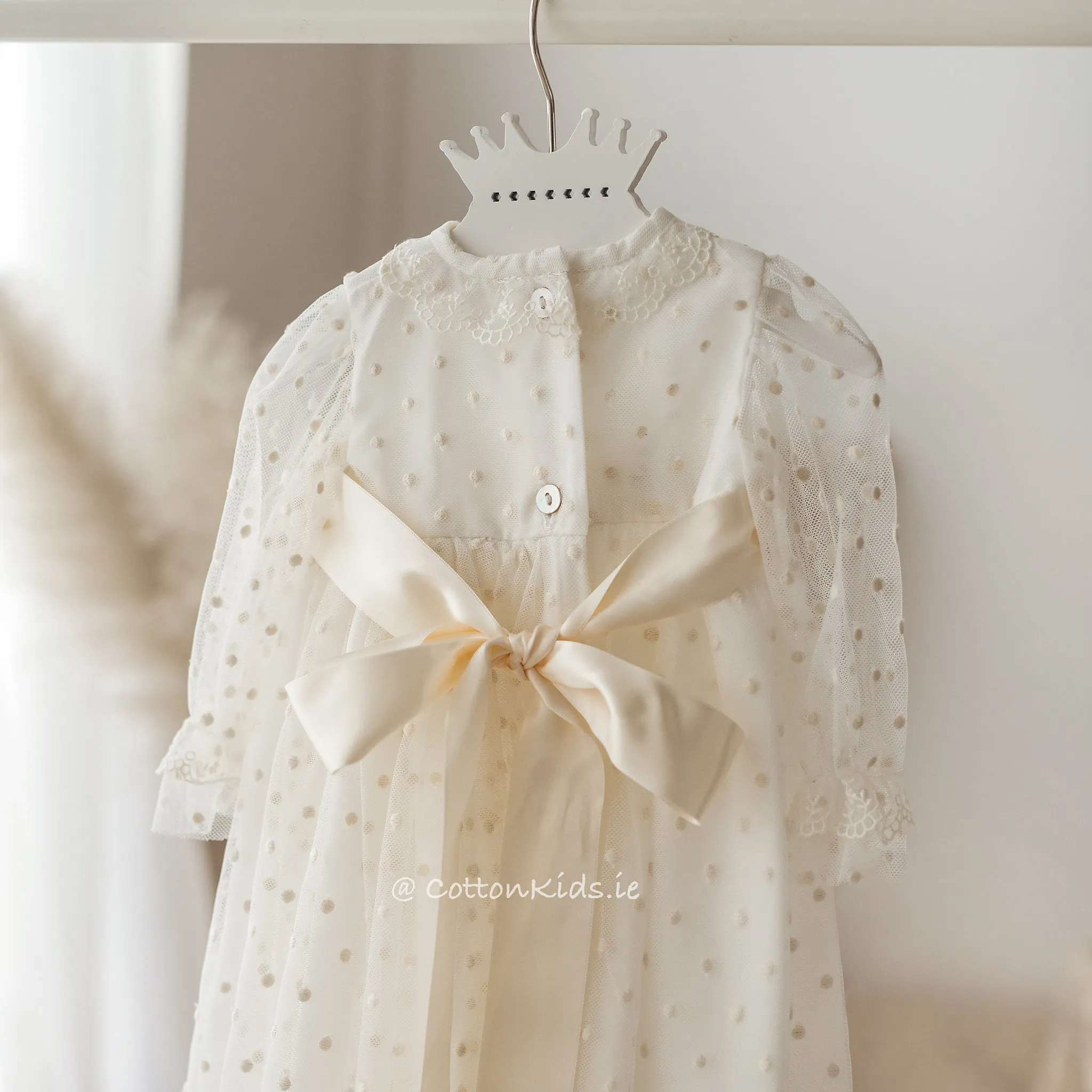 IVORY Elegant Lace Christening Gown for Baby Girls (Charlotte)