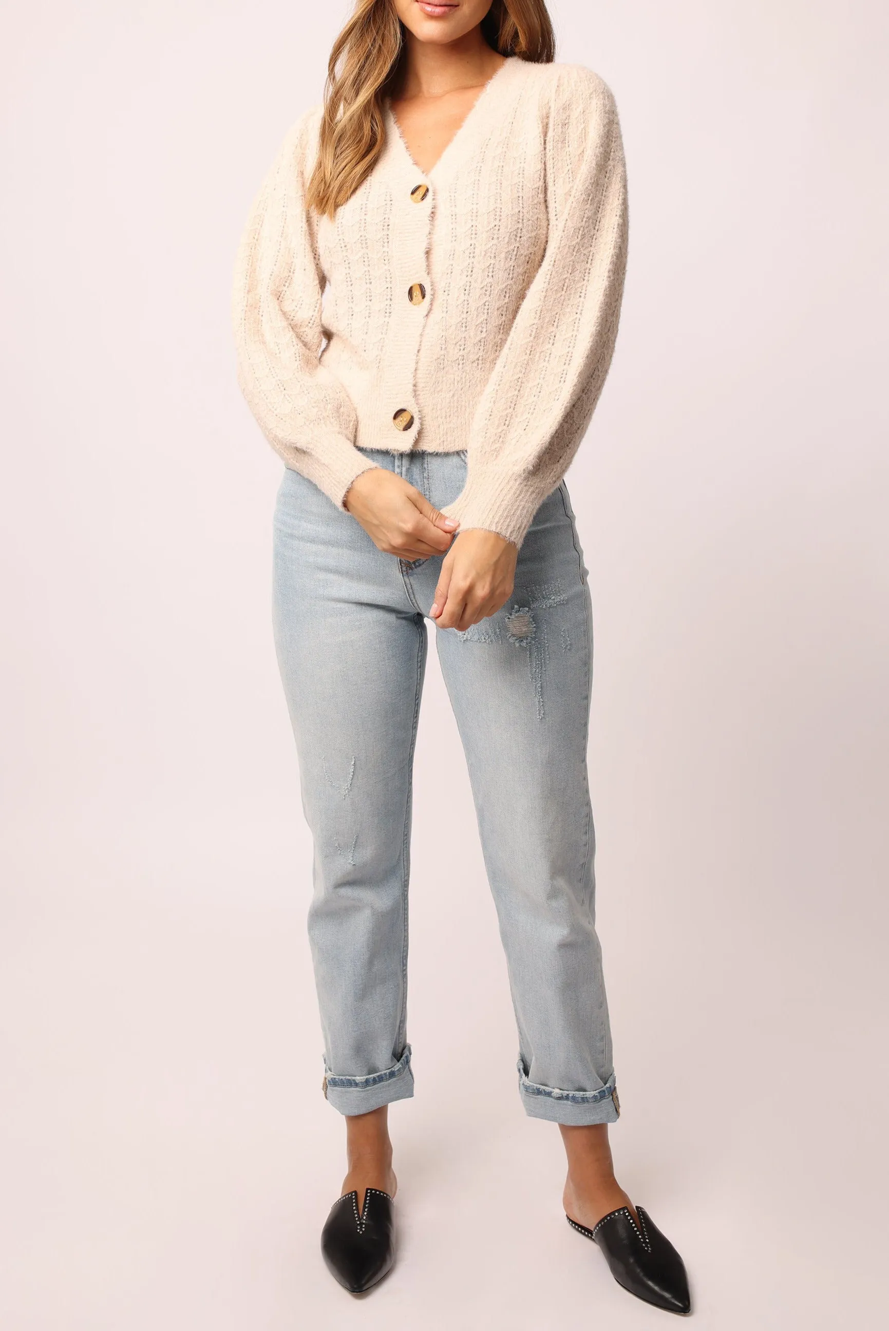 JAYDEN CARDIGAN BARLEY POINTELLE