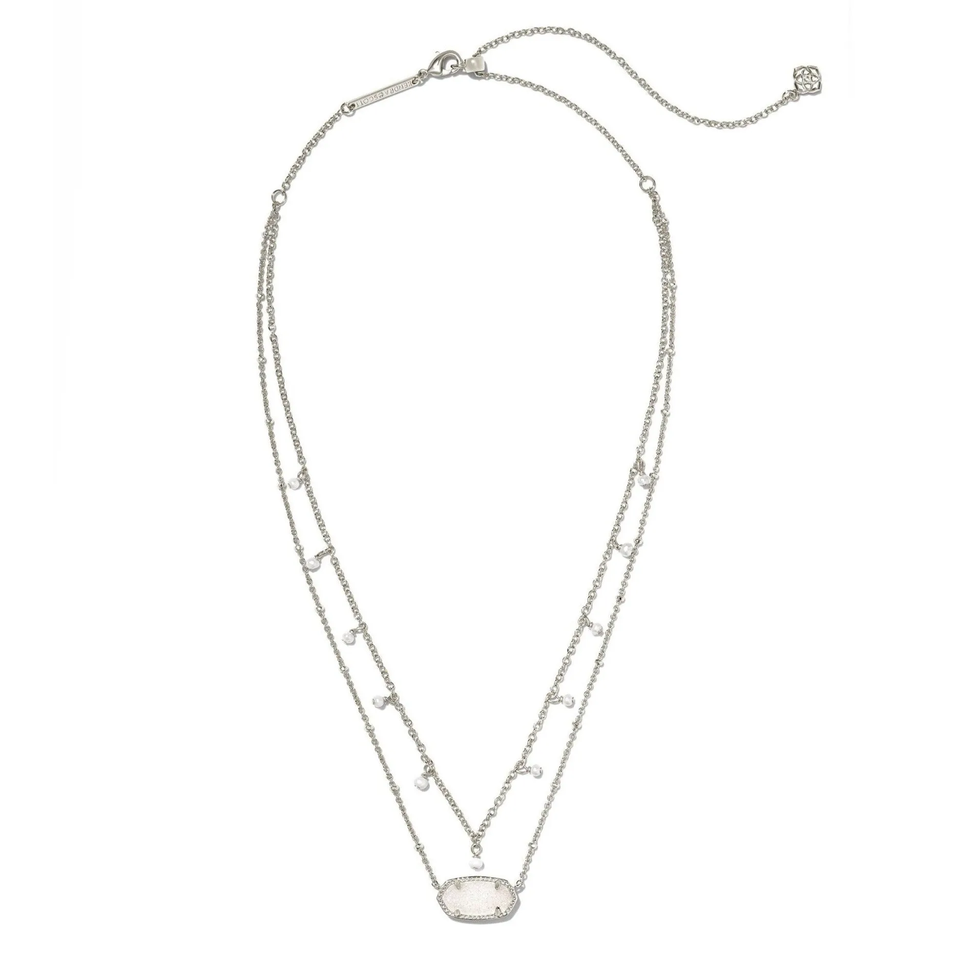 Kendra Scott | Elisa Silver Pearl Multi Strand Necklace in Iridescent Drusy