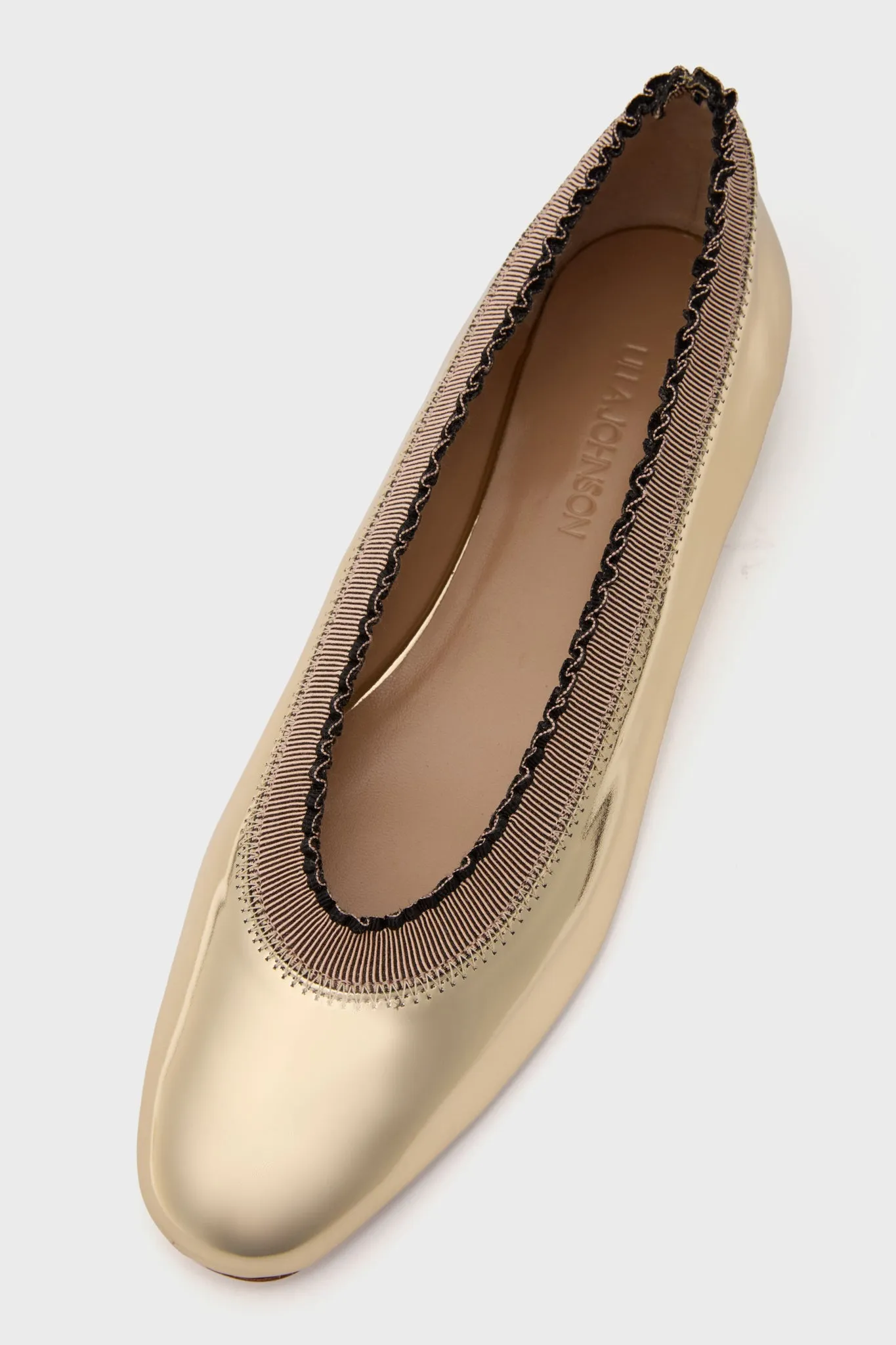 Light Gold Elise Ruffle Ballet Flats