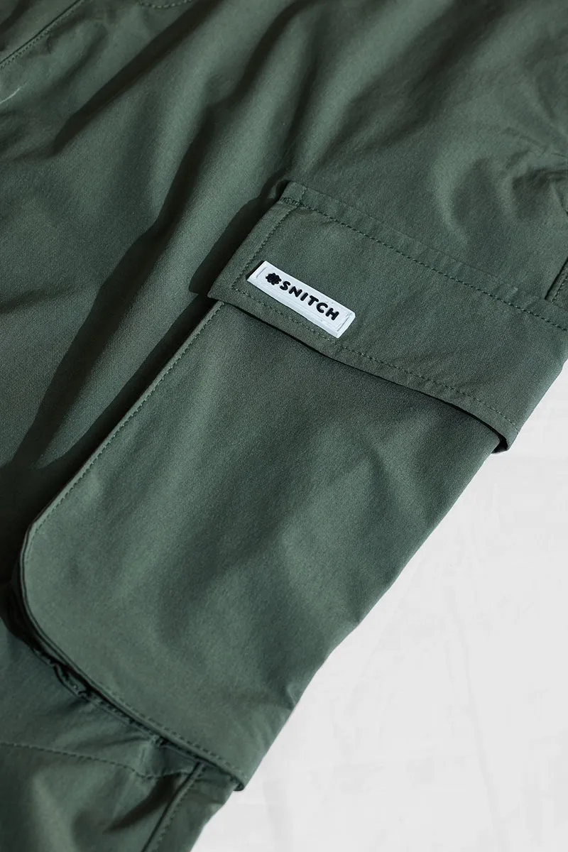 Light Green Mid Rise Relaxed Fit Parachute Pants