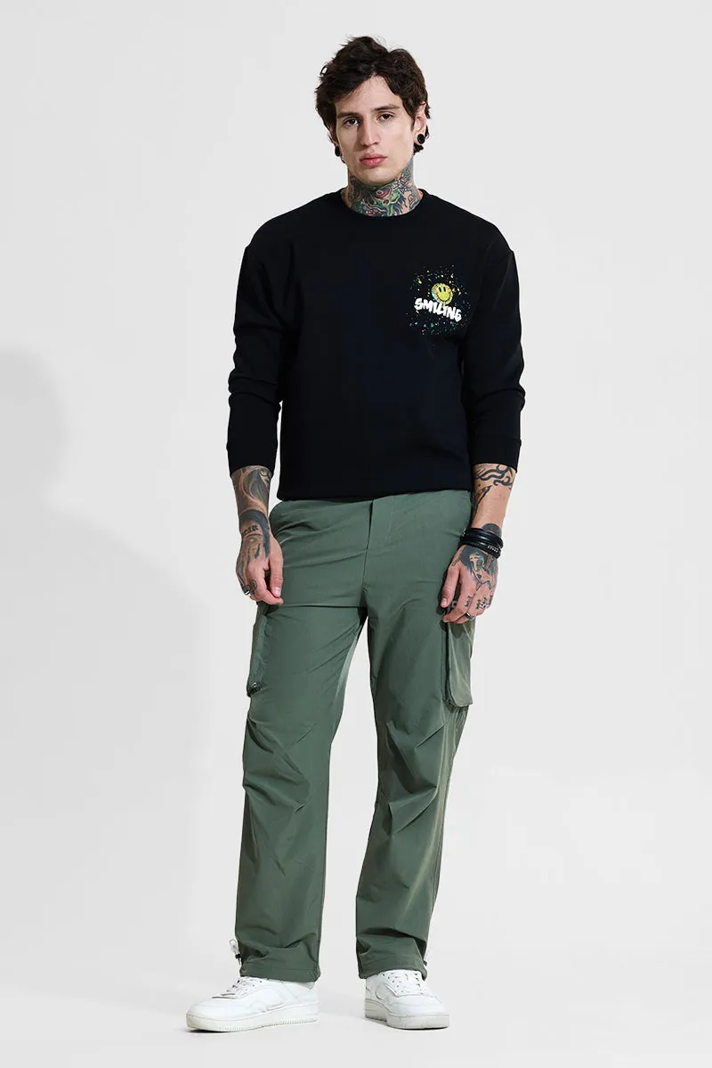 Light Green Mid Rise Relaxed Fit Parachute Pants