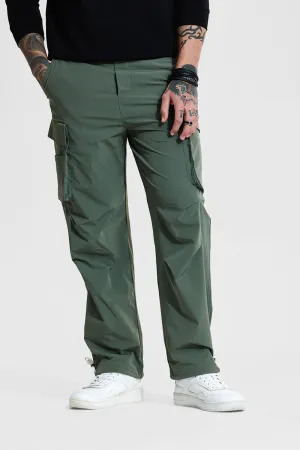 Light Green Mid Rise Relaxed Fit Parachute Pants
