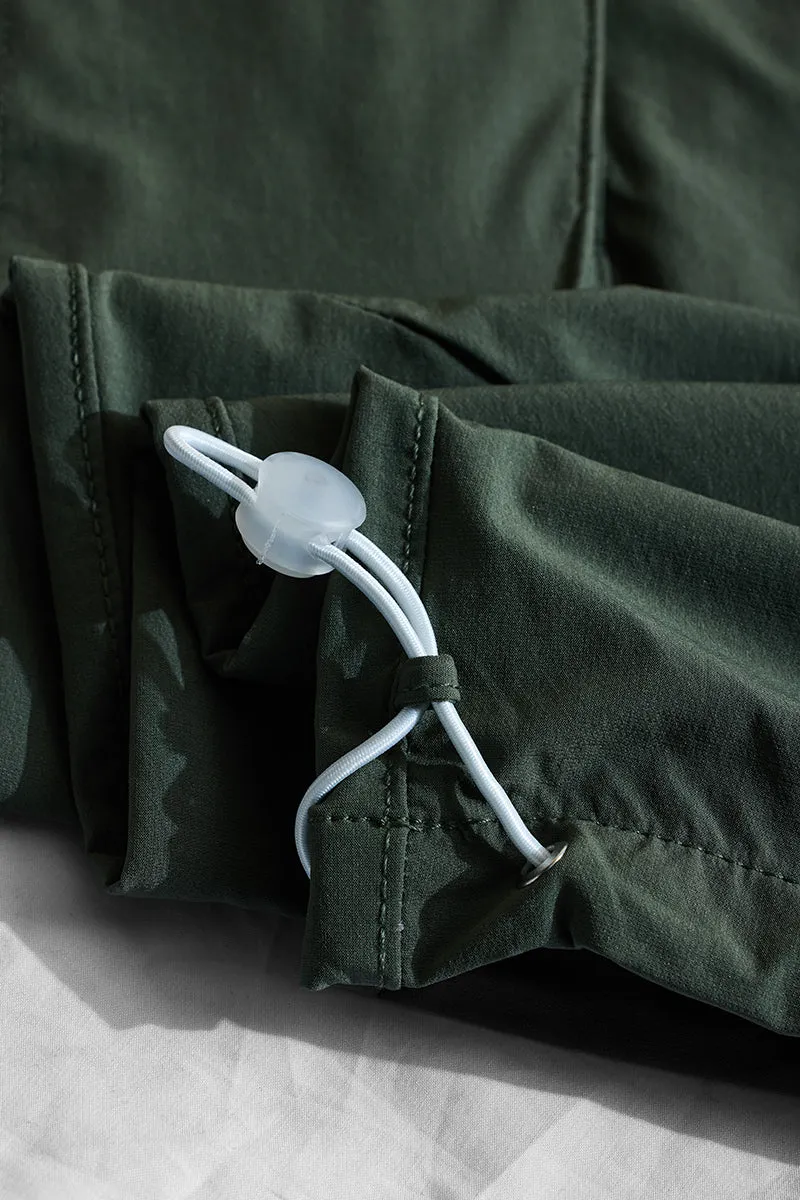 Light Green Mid Rise Relaxed Fit Parachute Pants