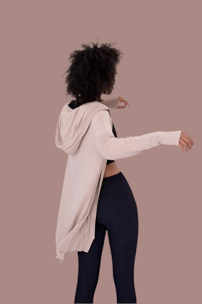Longline Hooded Cardigan with Pockets