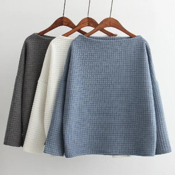 Loose Plaid Cotton Women's Sweatshirt