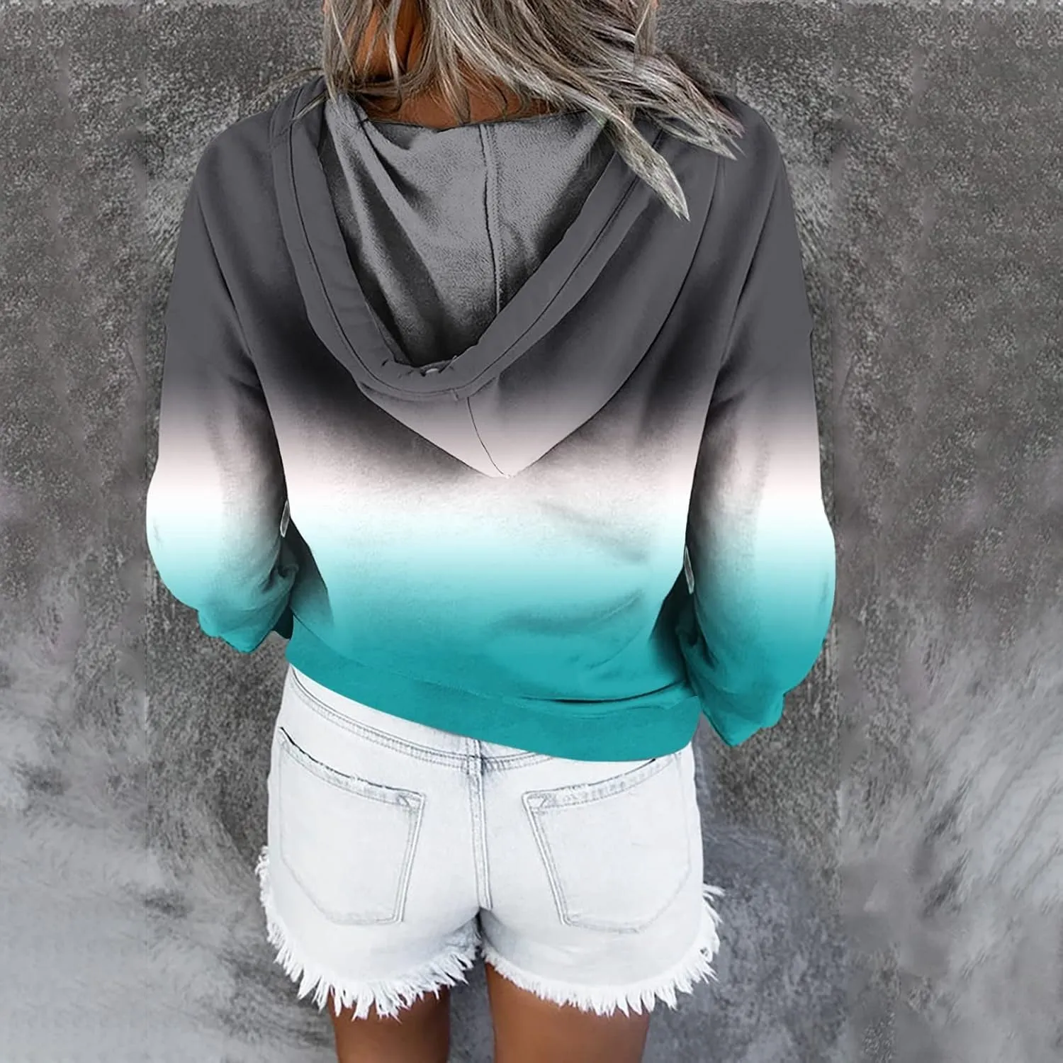 LRMQS Womens Fall Fashion 2024 Button Drawstring Long Sleeve Hoodies Pullover Color Block Casual Trendy Loose Fit Clothes