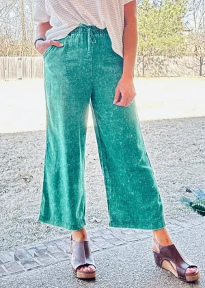 Lucinda Acid Wash Pants - Kelly Green