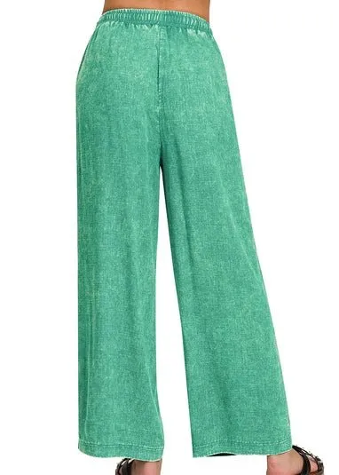 Lucinda Acid Wash Pants - Kelly Green