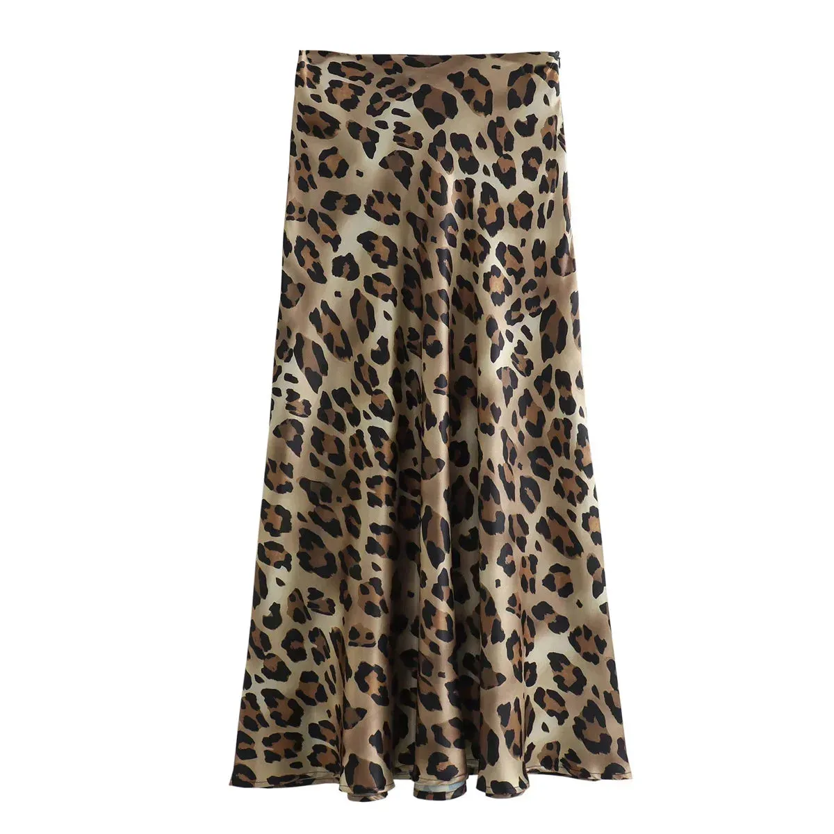 LVSANW ASDS 2024 Vintage Women's Leopard Print Satin Skirt Female Summer High Waist Midi Skirt Woman Fashion Elegant Long Skirts