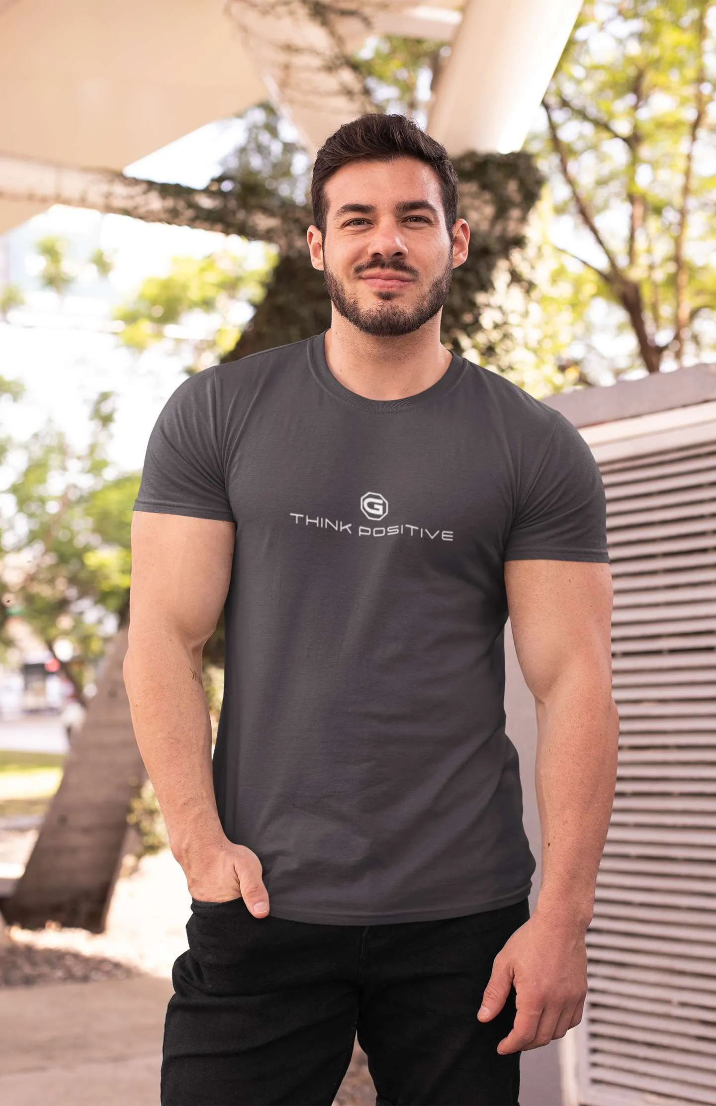 Mens Designer T-Shirts | Gymate Think Positive