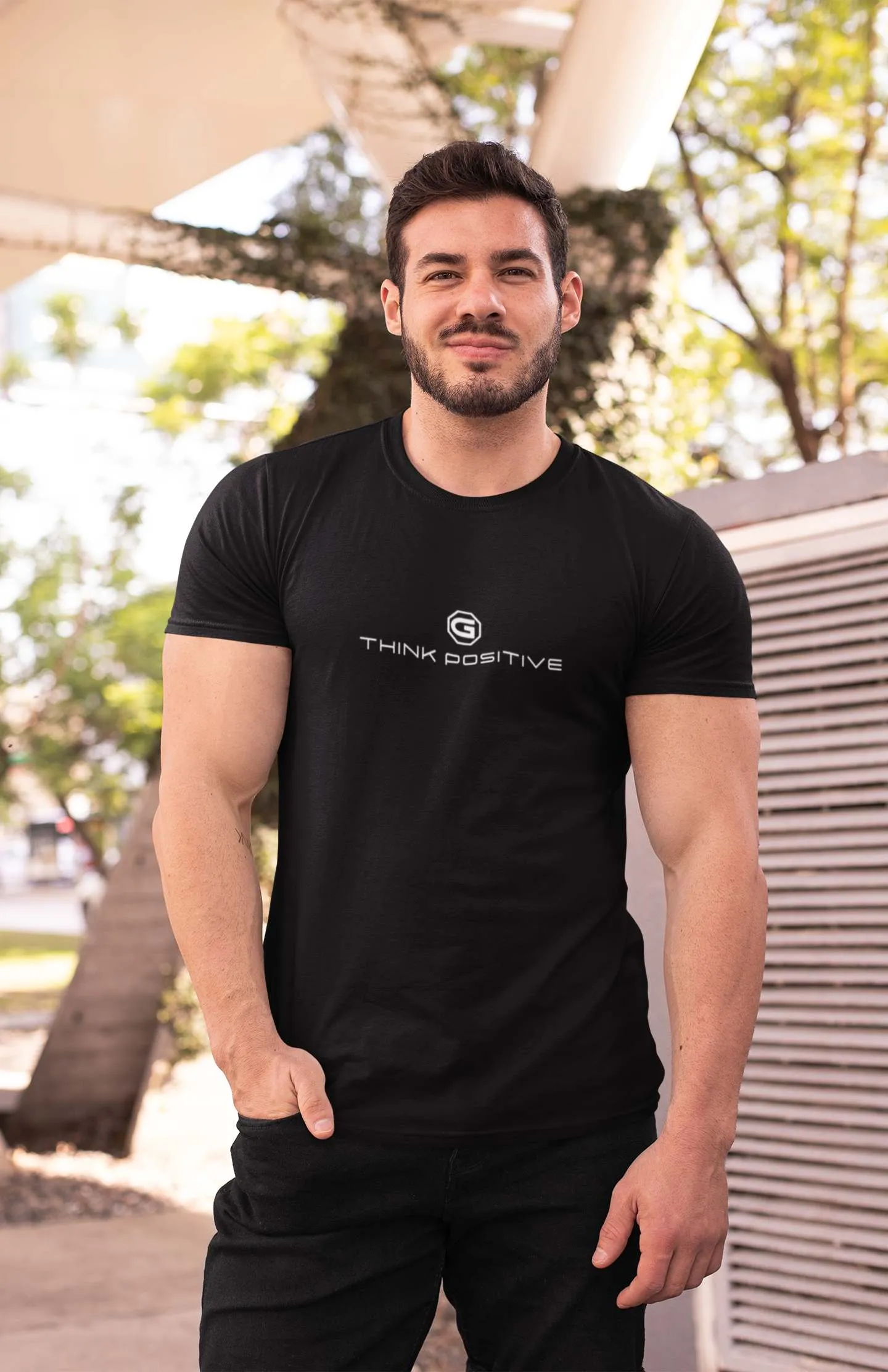 Mens Designer T-Shirts | Gymate Think Positive