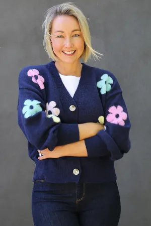 MIRELLA Navy Floral Cardigan