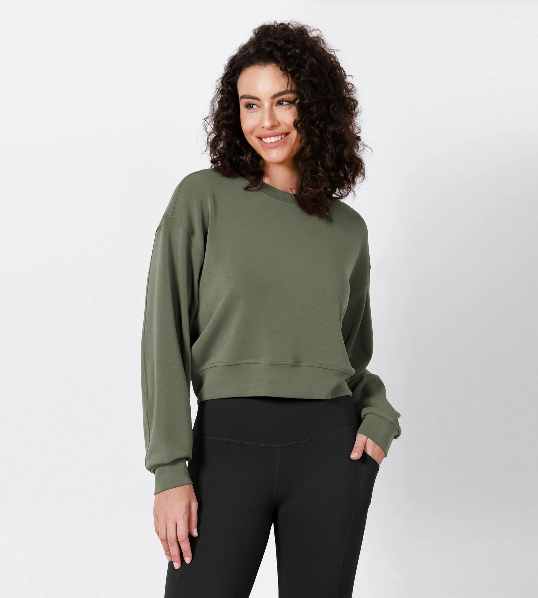 Modal Soft Long Sleeve Cropped Sweatshirts