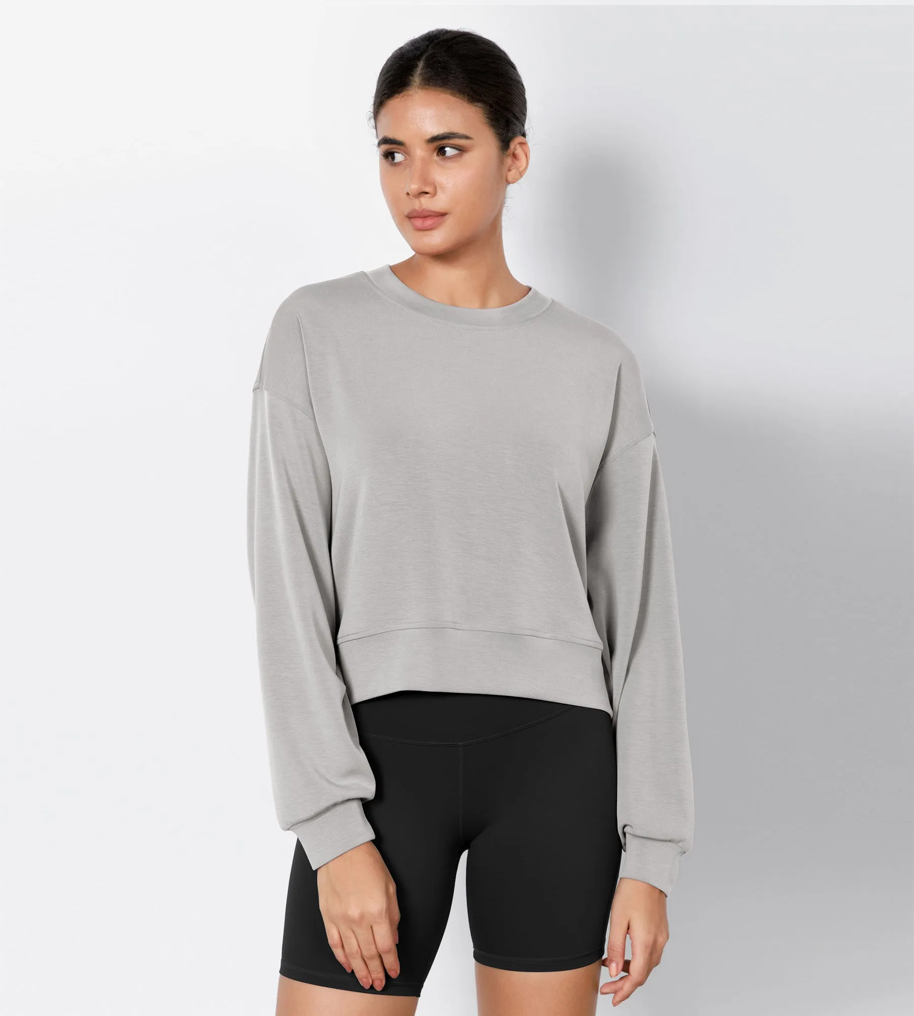 Modal Soft Long Sleeve Cropped Sweatshirts